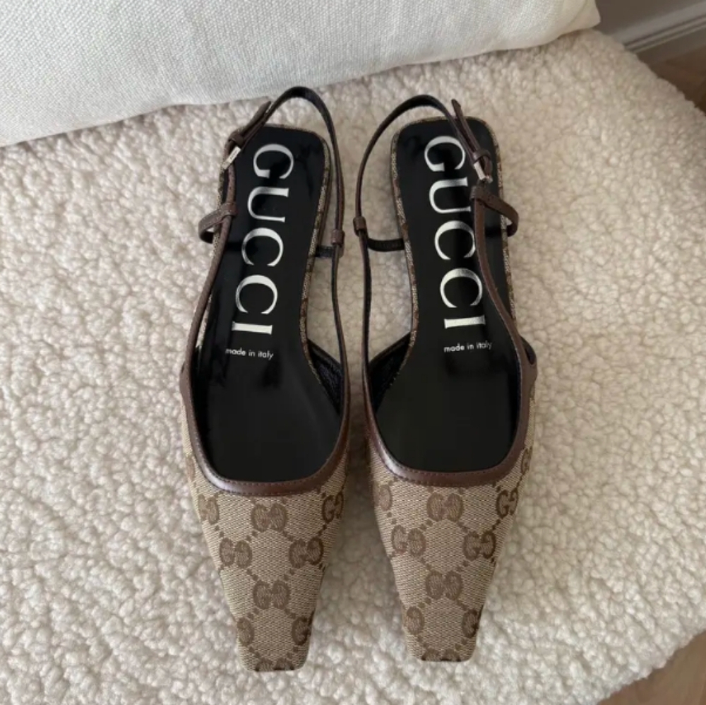 Gucci GG Canvas Slingback Ballet Flats
